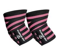 AQF Gomitiere per Sollevamento Pesi (Coppia) 101,6 cm - Fasce Elastiche Supporto Gomito per Powerlifting, Bodybuilding, Panca e Allenamento in Palestra - Fitness Cinghie per Gomito (Nero e Rosa)