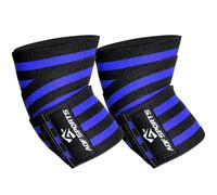 AQF Gomitiere per Sollevamento Pesi (Coppia) 101,6 cm - Fasce Elastiche Supporto Gomito per Powerlifting, Bodybuilding, Panca e Allenamento in Palestra - Fitness Cinghie per Gomito (Nero e Blu)