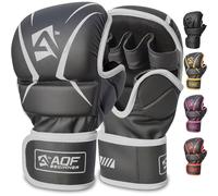 AQF Guanti MMA, Design Palmo Aperto Guantoni Da Boxe, Supporto Migliorato Polso, Imbottitura Ammortizzante, Leggeri MMA Gloves, Guantoni Muay Thai Per Allenamento, Kickboxing, Karate (Argento, S/M)