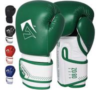 AQF Guantoni Boxe per L'addestramento & MMA Muay Thai Sacco da Box Sparring MMA Guanti Boxe per Kick Boxing Fighting con Strati Extra di Imbottitura (Verde, 12oz)