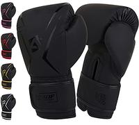 AQF Guantoni Da Boxe, Sacco Da Boxe Guantoni Boxe Bambini, Pelle Guanti Boxe Per MMA, Muay Thai, Martial Arts Guanti Da Boxe Strato Extra Imbottitura Uomo Donna 4 6 8 10 12 14 16 Oz (14 oz, Nero)