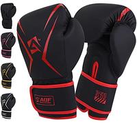 AQF Guantoni Da Boxe, Sacco Da Boxe Guantoni Boxe Bambini, Pelle Guanti Boxe Per MMA, Muay Thai, Martial Arts Guanti Da Boxe Strato Extra Imbottitura Uomo Donna 4 6 8 10 12 14 16 Oz (6 oz, Rosso)