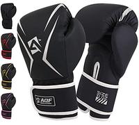 AQF Guantoni da Boxe, Sacco da Boxe Guantoni Boxe Bambini, Pelle Guanti Boxe per MMA, Muay Thai, Martial Arts Guanti da Boxe Strato Extra Imbottitura Uomo Donna 4 6 8 10 12 14 16 Oz (16 oz, Argento)