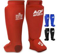 AQF Parastinchi Kickboxing Muay Thai Collo del piede, EVA Imbottito Sparring Allenamento Boxe Equipaggiamento protettivo per karate, Taekwondo, CE UKCA SATRA Approvato (Rosso, XL)