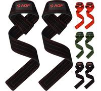 AQF Straps Palestra 100% Pelle - Neoprene Imbottita Pelle Fascette Palestra Lifting Straps - Gym Fitness Strap Bodybuilding Powerlifting - Cinghie Sollevamento Pesi Per Uomo & Donna (Nera)