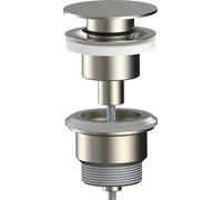 AQG - Valvola Clic-Clac universale per lavabo - Tappo piatto, compatibile con piano e senza traboccante, design elegante e ad alta durata (nichel satinato)