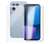 AQGG Custodia + 2 Vetro Temperato per Fairphone 5 (6.46") Cover Case Transparent TPU Morbido Silicone Bumper con Protezioni per Schermo - Trasparente