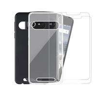 AQGG Custodia + Vetro Temperato per Doro 8040 (5.00 Pollici) Cover Case Transparent + Black TPU Morbido Silicone Bumper 2+2 Pezzi Protezioni per Lo Schermo