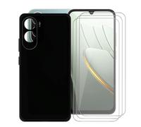 AQGGIIXY Custodia Nera e 3 Vetri per Xiaomi POCO C81 Pro Pro | 6.88". Antiscivolo, assorbimento urti, presa sicura + confezione 3 vetri 9H, lunga durata.