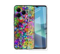 AQGGIIXY Custodia Nera Stampato e Vetro per Doogee Note 56X Lite - XT117