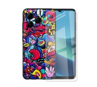 AQGGIIXY Custodia Nera Stampato e Vetro per Doogee Note 56X Lite - XT91