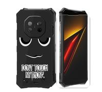 AQGGIIXY Custodia Nera Stampato e Vetro per Doogee S300 Plus - DUO6
