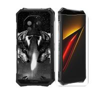 AQGGIIXY Custodia Nera Stampato e Vetro per Doogee S300 Plus - W16
