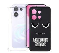 AQGGIIXY Custodia Nera Stampato e Vetro per oppo reno 16 pro - DUO6 | Per oppo reno 16 pro (6.78"). Custodia nera stampato + vetro temperato 9H, anti-caduta, antigraffio, anti-impronte.