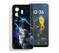 AQGGIIXY Custodia Nera Stampato e Vetro per TCL NXTpaper 70 Pro - E4