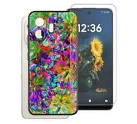 AQGGIIXY Custodia Nera Stampato e Vetro per TCL NXTpaper 70 Pro - XT117 | 6.90". Silicone morbido + vetro 9H, bordi rialzati, antigraffio, protezione completa.