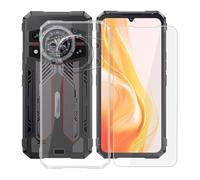 AQGGIIXY Custodia per Cubot KingKong 11 Cover, Trasparente Silicone TPU Case, Antiurto Bumper Protezione + Vetro Temperato Pellicola Protettiva per Cubot KingKong 11 (6.72") - Clear