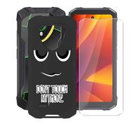 AQGGIIXY Custodia per Cubot Kingkong Mini 4 (4.70") Case con 1 X Vetro Temperato Pellicola Protettiva Film,Ultra Sottile Antiurto Nero Morbida Silicone TPU Cover - Non Toccare W.