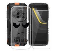 AQGGIIXY Custodia per Doogee Fire 3 Pro Cover, Trasparente Silicone TPU Case, Antiurto Bumper Protezione + Vetro Temperato Pellicola Protettiva (5.50") - Non mi toccare