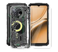 AQGGIIXY Custodia per Doogee Fire 7 Pro (6.60") con 1 X Vetro Temperato Pellicola Protettiva, Ultra Sottile Antiurto AntiGraffio Trasparente Morbida Silicone TPU Cover - Flower