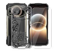 AQGGIIXY Custodia per Doogee Fire 7 Ultra (6.60") con 1 X Vetro Temperato Pellicola Protettiva, Ultra Sottile Antiurto AntiGraffio Trasparente Morbida Silicone TPU Cover - Flower