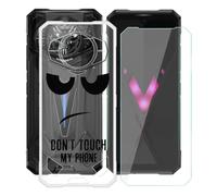 AQGGIIXY Custodia per Doogee S200 Ultra Cover, Trasparente Silicone TPU Case, Antiurto Bumper Protezione + Vetro Temperato Pellicola Protettiva (6.72") - Non mi toccare