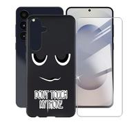 AQGGIIXY Custodia per Samsung Galaxy S25 Fe (6.70") con 1 X Vetro Temperato Pellicola Protettiva, Ultra Sottile Antiurto AntiGraffio Nero Morbida Silicone TPU Cover per Samsung Galaxy S25 Fe - DUO6