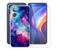 AQGGIIXY Custodia per TCL K70 Power 4G Cover, Trasparente Silicone TPU Case, Antiurto Bumper Protezione + Vetro Temperato Pellicola Protettiva (6.80") - WMA64