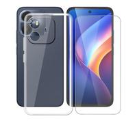 AQGGIIXY Custodia per TCL K70 Power 4G Cover, Trasparente Silicone TPU Case, Antiurto Bumper Protezione + Vetro Temperato Pellicola Protettiva (6.80") - Clear