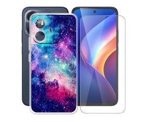 AQGGIIXY Custodia per TCL K70 Power 4G Cover, Trasparente Silicone TPU Case, Antiurto Bumper Protezione + Vetro Temperato Pellicola Protettiva (6.80") - WMA64