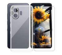 AQGGIIXY Custodia per TCL NxtPaper 70 Pro Cover, Trasparente Silicone TPU Case, Antiurto Bumper Protezione + Vetro Temperato Pellicola Protettiva (6.90") - Clear