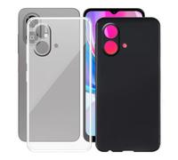 AQGGIIXY Custodia per ZTE Blade A35e 4G (6.52") Cover, 2 pezzi Transparent + Black Protettivo Sottile Morbido Silicone Custodia Protezioni Skin Bumper - per ZTE Blade A35e 4G