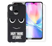 AQGGIIXY Custodia per ZTE Blade A35e (6.75") con 2 X Vetro Temperato Pellicola Protettiva, Ultra Sottile Antiurto AntiGraffio Nero Morbida Silicone TPU Cover per ZTE Blade A35e - DUO6