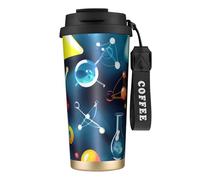 AQHNBM Bottiglie d'acqua isolate per chimica scientifica astratta, in acciaio inox, per donne e uomini, con coperchio a prova di perdite, colore nero