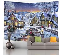 AQHYCJT Albero di Natale Pupazzo di neve Arazzo Appeso a parete Scena di neve naturale Cartone animato Pittura a olio Decorazioni per la casa (W) 230×(H) 180CM