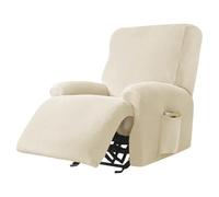 AQIGR Copripoltrona Relax Reclinabile 4 Pezzi Velluto Copridivano Elasticizzato Universale Coprisedile Chivas Poltrona 1 Posto con Tasche (Color : Beige)