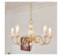 Aqiong - Lampada a sospensione in ottone vintage, candeliere per candela country nordic rotondo in vetro, altezza regolabile per il soggiorno della camera da letto (65 cm / 25,5 pollici)