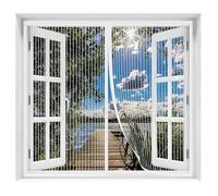 AQKaki Zanzariera Magnetica Finestra, 125x135cm Fibra di Poliestere Zanzariera Porta Finestra Antizanzare Chiusura Automatica Traspirante Rete Zanzariere per Finestre Soggiorno Camera Letto