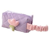 AQKKMN Corduroy Beauty Makeup Bag Portable Large Capacity Storage Makeup Bags for Women Traveling Purple(Purple Wrist Bag,8.5 * 12.5 * 20CM)