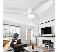 AQLEDY Pale Da Soffitto Con Luce E Telecomando Silenzioso Lampadario Con Ventilatore Ventola Soffitto Con Luce Design Memoria Dimmerabile LED 6 Velocità Motore DC Reversibile E Timer-White||42in