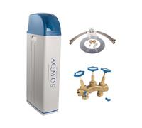 Aqmos R2D2-72 - Impianto di addolcimento dell'acqua con set di collegamento da 1" e blocco di montaggio da 1", addolcitore d'acqua per famiglie fino a 7 persone, sistema di decalcificazione, impianto