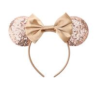 AQOKKA Cerchietti per capelli con orecchie di topo con fiocco e orecchie di Minnie per cosplay, accessori per capelli per donne e ragazze, decorazione per feste di compleanno, 1 fiocco champagne