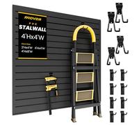 AQOVOR Pannelli da parete a doghe, 1,2 x 1,2 m, pannelli da parete in PVC resistente, sistema di organizzazione per garage con ganci e accessori, pannello forato adatto per casa, garage, esposizione e