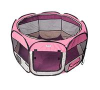 AQPET Box per Animali Cani e Gatti Cuccioli recinto Pieghevole Tessuto Impermeabile (Rosa, Rosa)