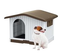 AQPET Cuccia Cani in Plastica S/M, Tetto Sollevabile, 87x74x61 cm, Marrone | Plastica, pavimento rialzato e tetto sollevabile, per cani di taglia piccola e media, interno ed esterno