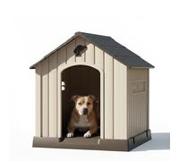Aqpet Cuccia per Cani in Plastica Impermeabile da Esterno e Interno - Casetta con Pavimento Rialzato e Sistema di Ventilazione - Rifugio Resistente per Cani di taglia Media 77x82x82h cm