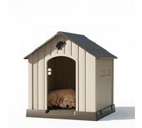 Aqpet Cuccia per Cani in Plastica Impermeabile da Esterno e Interno - Casetta con Pavimento Rialzato e Sistema di Ventilazione - Rifugio Resistente per Cani di taglia Piccola 65x70x70h