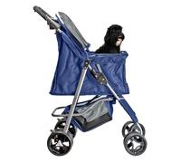 AQPET Passeggino Pieghevole per Cani di Taglia Medio Piccola, Carrello per Animali Domestici Comodo e Pratico, Carrozzina con Doppie Ruote girevoli, 75x45x100 cm, Colore Blu Navy