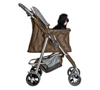 AQPET Passeggino Pieghevole per Cani di Taglia Medio Piccola, Carrello per Animali Domestici Comodo e Pratico, Carrozzina con Doppie Ruote girevoli, 75x45x100 cm, Colore Marrone coffee