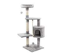 AQPET Tiragraffi Amsterdam 112 cm con Cuccia per Gatti Albero Parco Giochi Gioco Tira Graffi per Gatto Colore Grigio